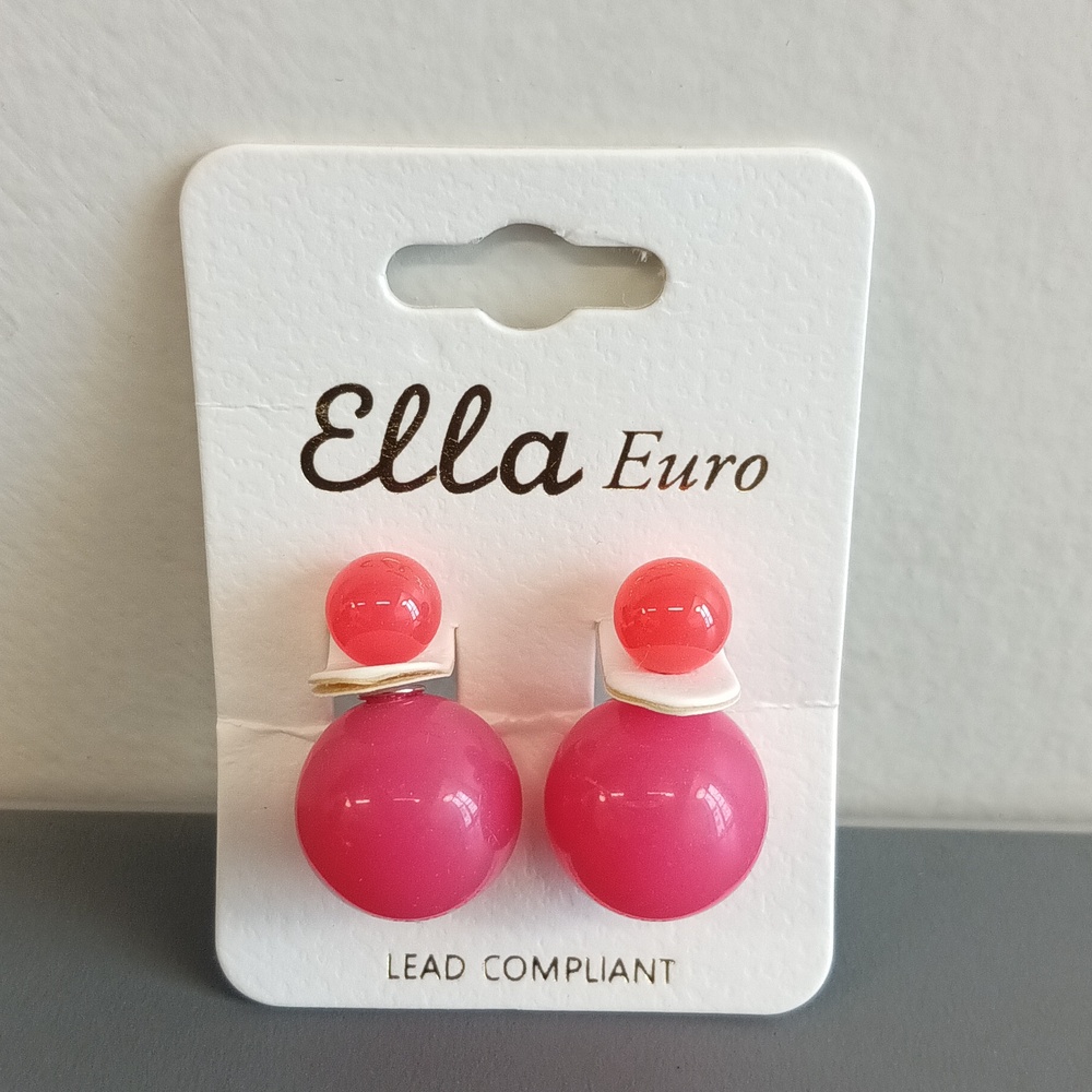 2/$15 + $4.99 Shipping | NEW Ella Euro Pink Pierced Earrings Fun Costume Jewelry